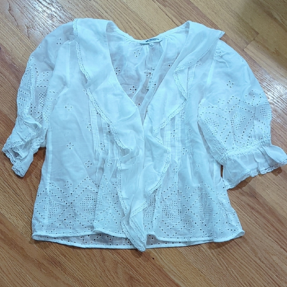 Madewell Ruffled Puff-Sleeve Top White